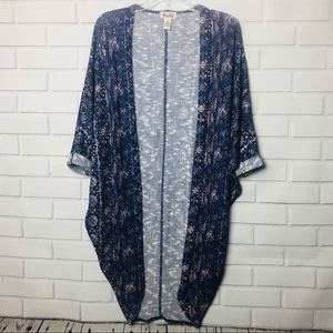 MUDD BOHO FESTIVAL STYLE KIMONO || Blue Pink || XS